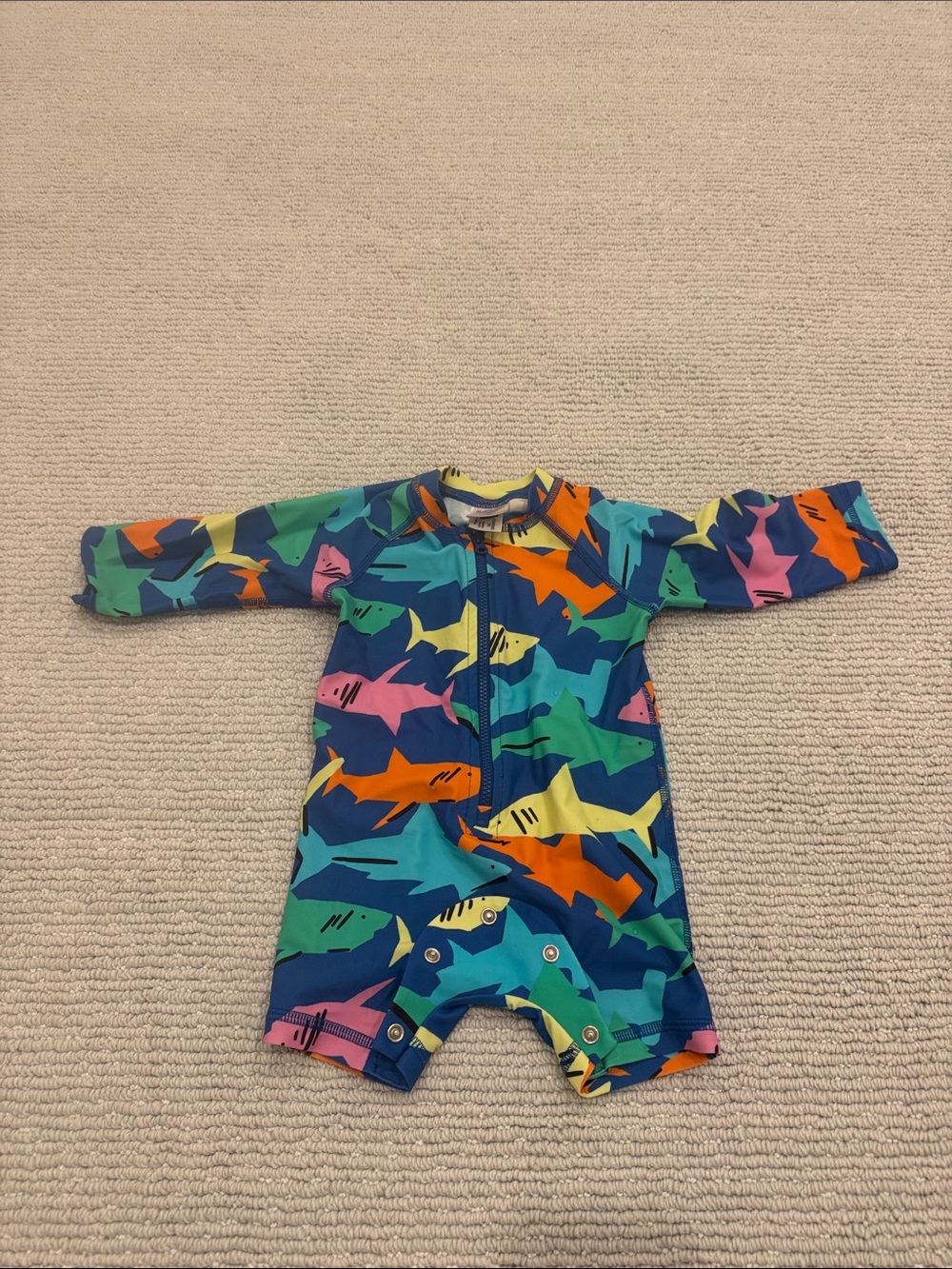 Hanna Andersson Multi-Color Shark Print One-Piece Bodysuit